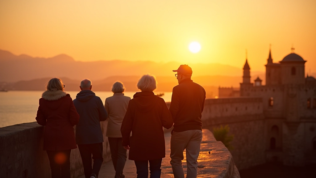 Grupo disfrutando el atardecer en los bastiones históricos